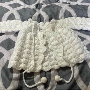 Handcrafted White Crochet Sweater